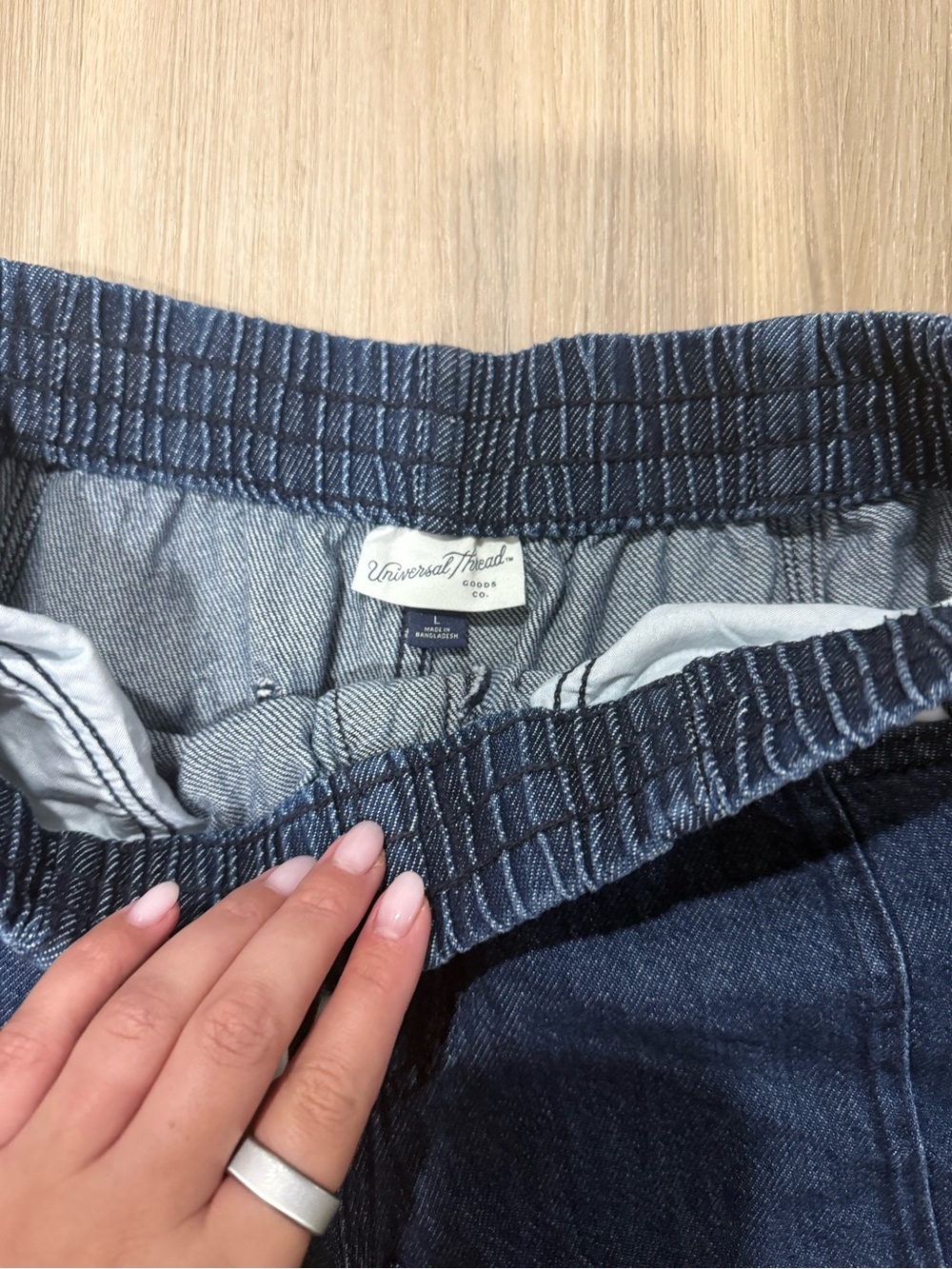 Universal Thread Navy Blue Drawstring Denim Shorts - Picture 2 of 3
